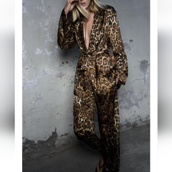 Zara ANIMAL PRINT JACQUARD BLAZER Size XL - Picture 4 of 12